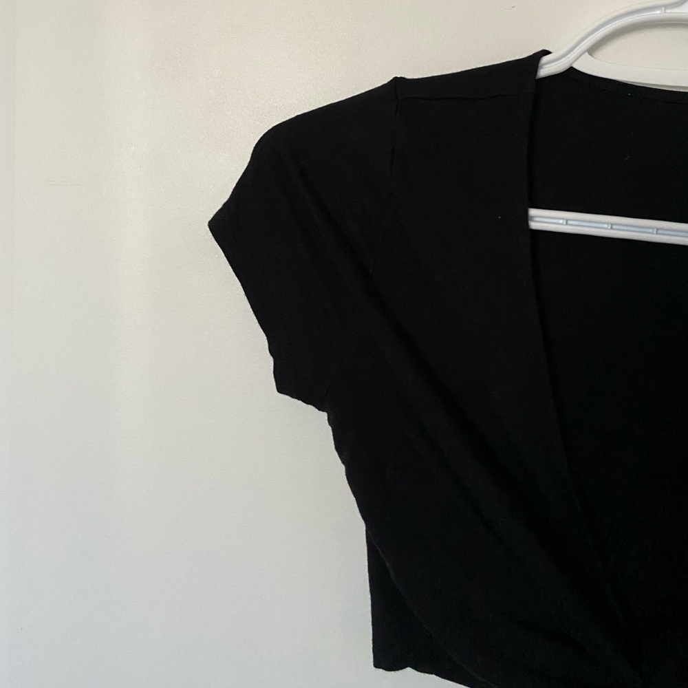 Black Tie-Around Waist Crop Top